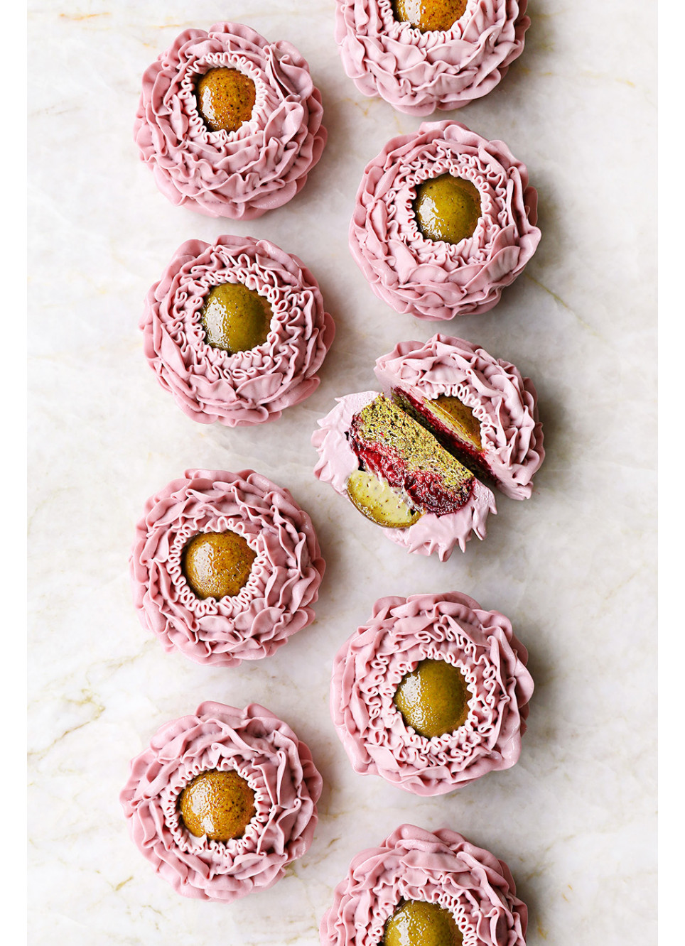 Raspberry Pistachio Flower